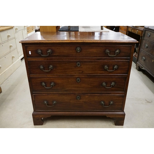 573 - George III Mahogany Chest of Four Long Drawers raised on bracket feet, 90cm wide x 46cm deep x 85cm ... 