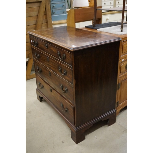 573 - George III Mahogany Chest of Four Long Drawers raised on bracket feet, 90cm wide x 46cm deep x 85cm ... 