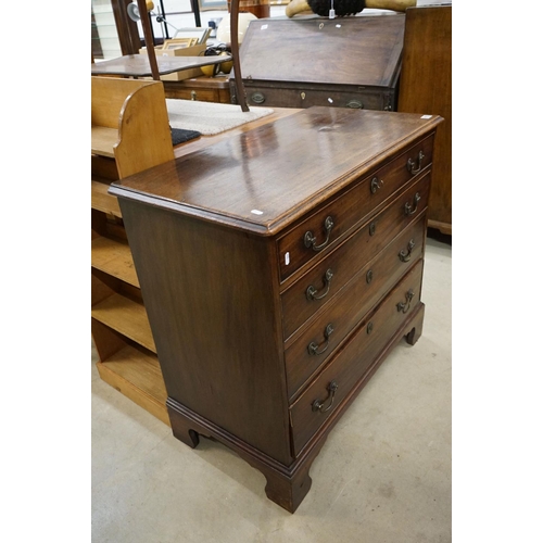 573 - George III Mahogany Chest of Four Long Drawers raised on bracket feet, 90cm wide x 46cm deep x 85cm ... 