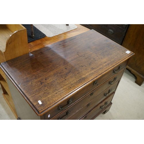 573 - George III Mahogany Chest of Four Long Drawers raised on bracket feet, 90cm wide x 46cm deep x 85cm ... 