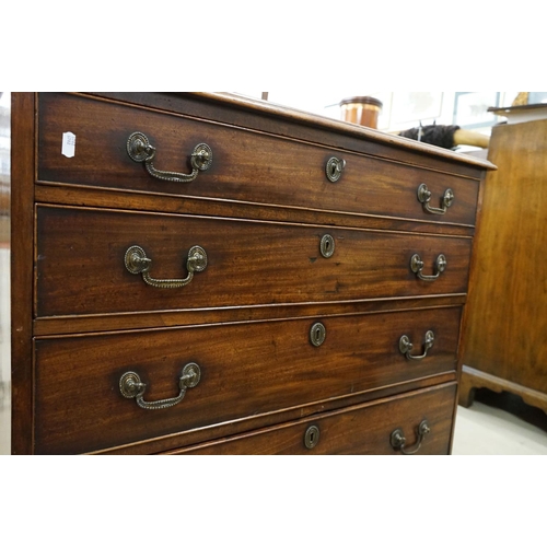 573 - George III Mahogany Chest of Four Long Drawers raised on bracket feet, 90cm wide x 46cm deep x 85cm ... 