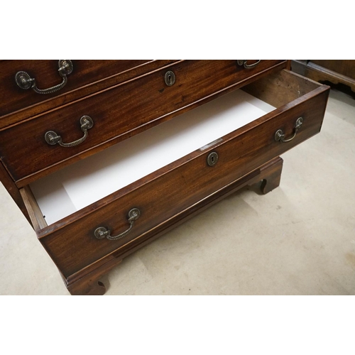 573 - George III Mahogany Chest of Four Long Drawers raised on bracket feet, 90cm wide x 46cm deep x 85cm ... 