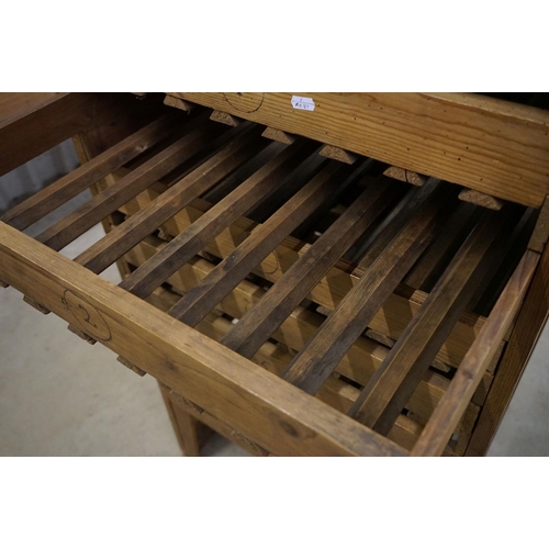 594 - Pine seven drawer farmhouse apple / vegetable storage rack, 65cm wide x 119cm high