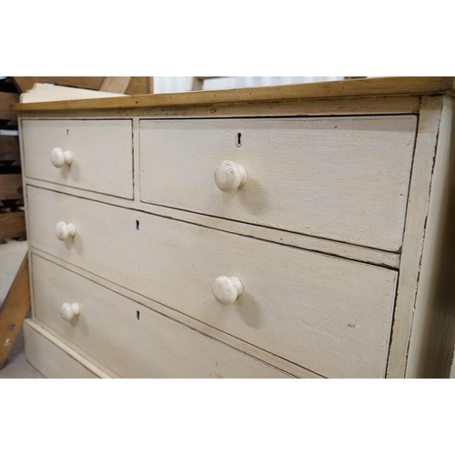 597 - Victorian painted chest of two short & two long drawers, 109cm wide x 51cm deep x 85cm high