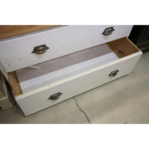 601 - Early 20th century Pine Chest of Two Short over Three Long Drawers, part painted, 92cm wide x 49cm d... 