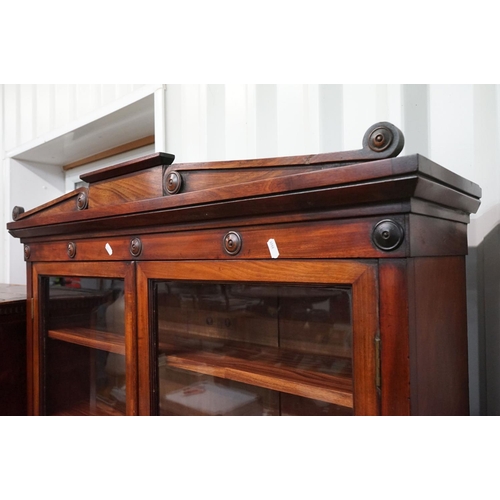 613 - Regency / William IV Mahogany Glazed Bookcase / Cupboard, the upper section with two glazed doors op... 