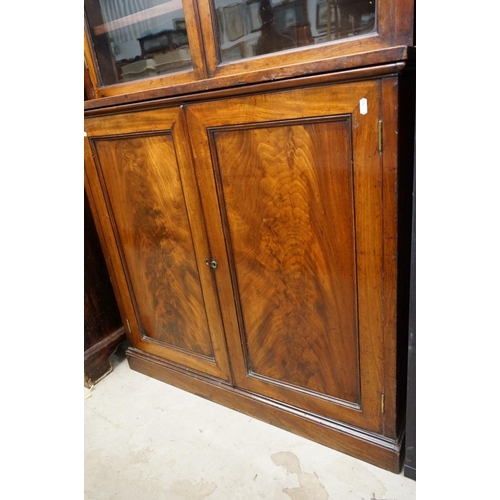 613 - Regency / William IV Mahogany Glazed Bookcase / Cupboard, the upper section with two glazed doors op... 