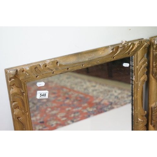 548 - Pair of 19th century Giltwood Framed Rectangular Wall Mirrors, 57cm x 73cm