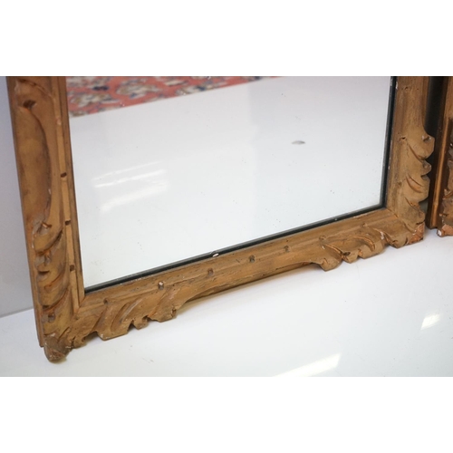 548 - Pair of 19th century Giltwood Framed Rectangular Wall Mirrors, 57cm x 73cm