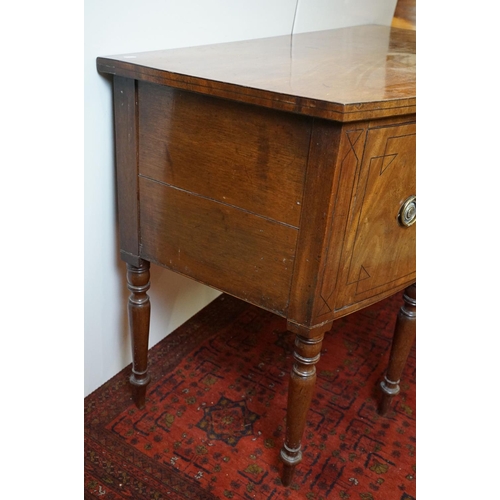 561 - 19th century Mahogany and Ebony strung Bow Fronted Sideboard with central drawer, deep drawer and cu... 