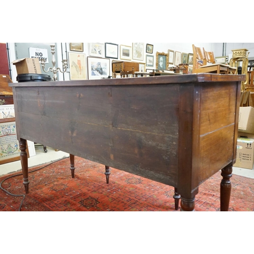 561 - 19th century Mahogany and Ebony strung Bow Fronted Sideboard with central drawer, deep drawer and cu... 