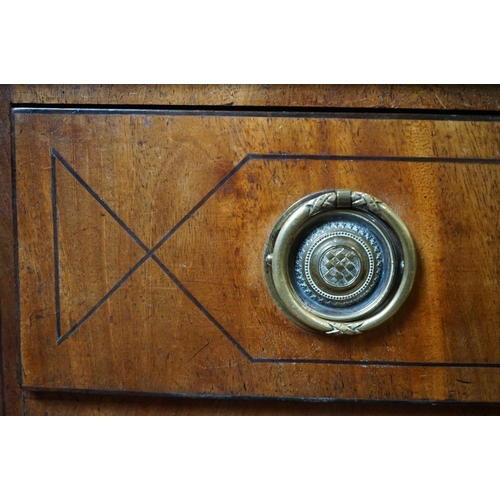 561 - 19th century Mahogany and Ebony strung Bow Fronted Sideboard with central drawer, deep drawer and cu... 