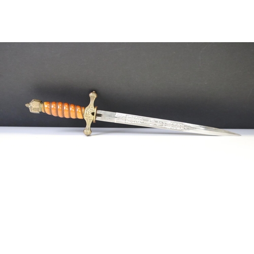 147 - A Scarce Imperial German Germany Navy Officer’s Dagger, With Engraved Blade, By Weyersberg, Kirschba... 