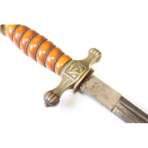 147 - A Scarce Imperial German Germany Navy Officer’s Dagger, With Engraved Blade, By Weyersberg, Kirschba... 