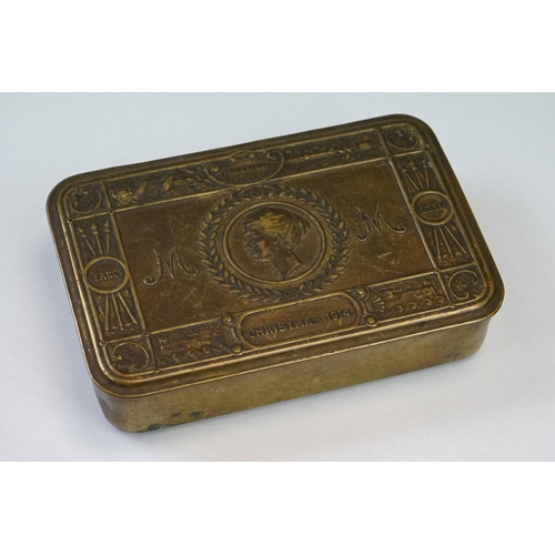 20 - A British World War One Princess Mary Christmas 1914 Brass Gift Tin.