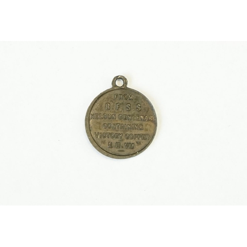 32 - A Lord Nelson Centenary Medal Made From The Ships Copper From HMS Victory.