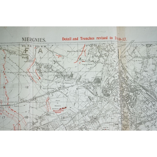 36 - A Collection Of Three British Military World War One Trench Maps Together With A Royal Artillery Reg... 