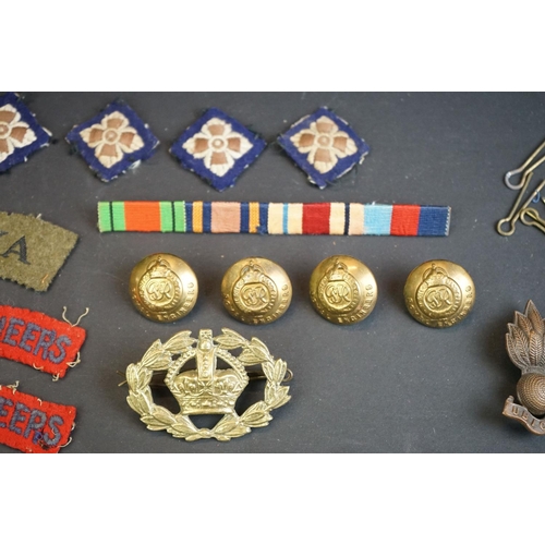 37 - A Small Group Of British Military Collectables To Include Medal Bar, Badges And Buttons Mostly Relat... 