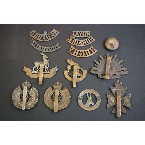 38 - A Small Collection Of British & Commonwealth Military Cap Badges, Buttons & Titles To Include The Ro... 