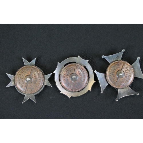 140 - A Collection Of Three World War One Era Polish Enamel Award Badges, All Complete With Screw Back Fix... 