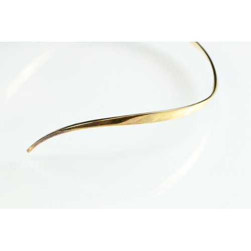 24 - Frank Ahm Danish silver gilt collar necklace, graduated curved form, at widest point approx 7.5mm
