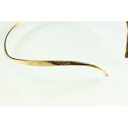 24 - Frank Ahm Danish silver gilt collar necklace, graduated curved form, at widest point approx 7.5mm