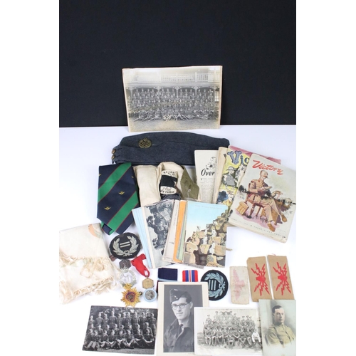 45 - A Collection Of Mixed Military Collectables To Include A World War Two RAF Forage Cap, Photographs, ... 