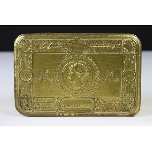 48 - A British World War One Princess Mary Brass Christmas 1914 Gift Tin.