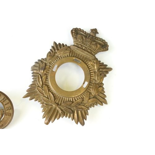 50 - A British Military Victorian Oxfordshire Regiment Helmet Plate And Centre Badge.