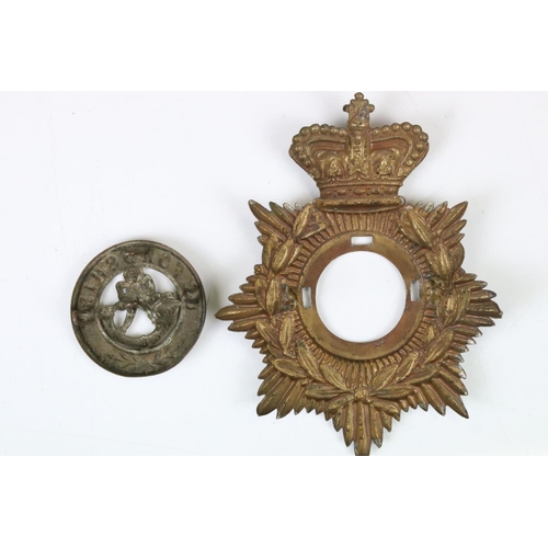 50 - A British Military Victorian Oxfordshire Regiment Helmet Plate And Centre Badge.