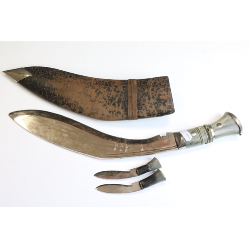 55 - A Vintage Gurkha Kukri Knife Complete With Leather Scabbard.