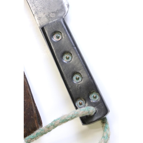 57 - A British Military Issued World War Two Machete Knife Complete With Original Leather Scabbard, The B... 