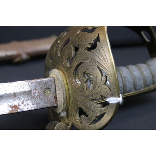 156 - A British Military Royal Engineers Officers Dress Sword Complete With Scabbard.