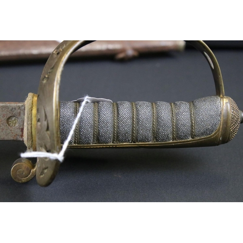 156 - A British Military Royal Engineers Officers Dress Sword Complete With Scabbard.