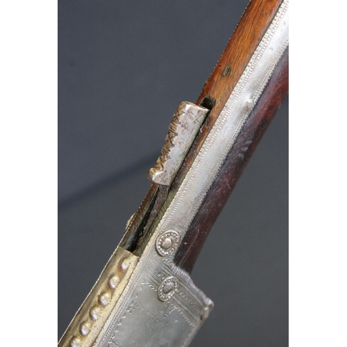 160 - An Early 19th Century Indian Matchlock Rifle With White Metal Furniture.