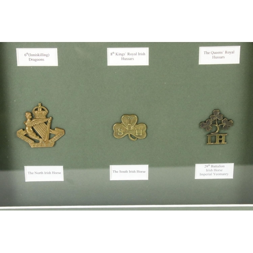 171 - A Framed And Glazed Collection Of Nine British Military Cap Badges To Include The 5th Inniskilling D... 