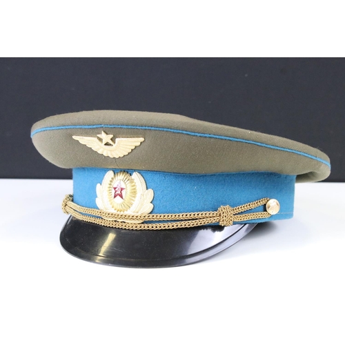 378 - A Russian Military Officer Peaked Cap With Associated Badges.