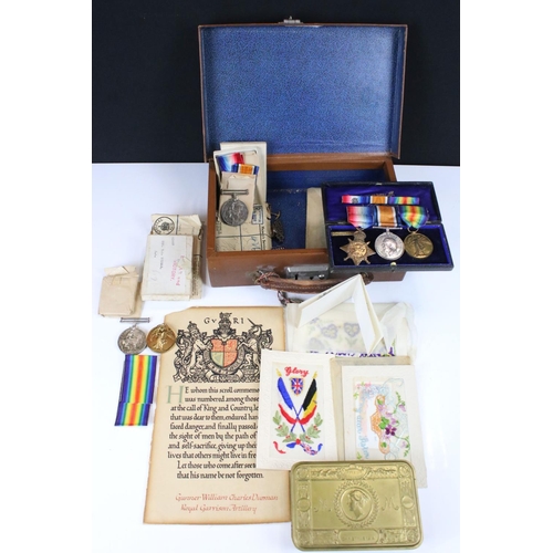 385 - A British World War One Family Medal Group, Three Groups Of World War One Medals From The Same Famil... 