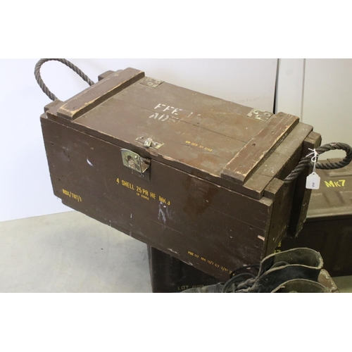 43 - Four British Military Artillery Ammunition Boxes, 4 6PR Q.F. 7CWS APC, Measure approx 65cm in length... 