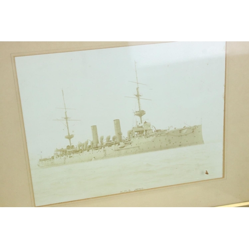 61 - Two Ebonised Framed And Glazed Official Photographs Of Naval Ships To Include HMS Swiftsure And HMS ... 