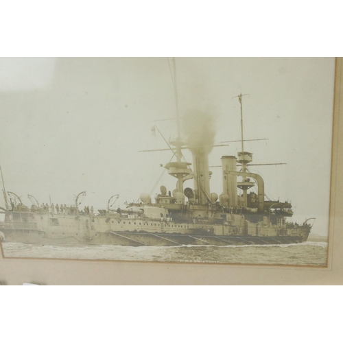 61 - Two Ebonised Framed And Glazed Official Photographs Of Naval Ships To Include HMS Swiftsure And HMS ... 