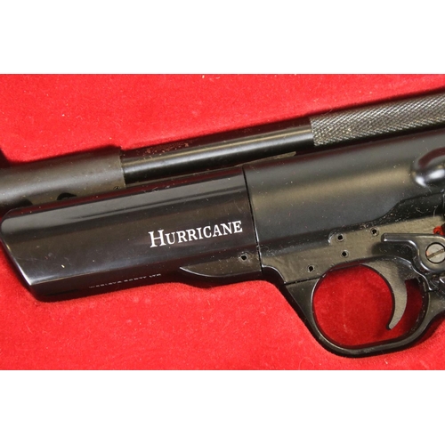 62 - A Webley Hurricane .22 Air Pistol In Original Box Complete With Telescopic Sight, Targets...etc.