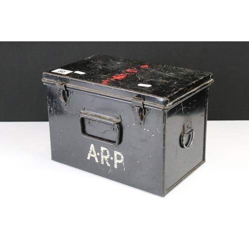 80 - A British World War Two Air Raid Precautions Tin Box Together With A Quantity Of Ephemera To Include... 