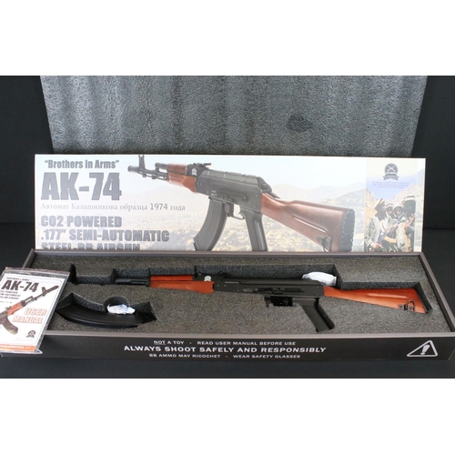 96 - A Brothers In Arms AK47 C02 Powered .177 Semi Automatic Steel BB Airgun, Complete With Box And Instr... 