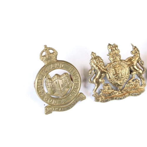 188 - A Collection Of Three British Military Brass Yeomanry Collar Badges To Include The Kings Own Regimen... 