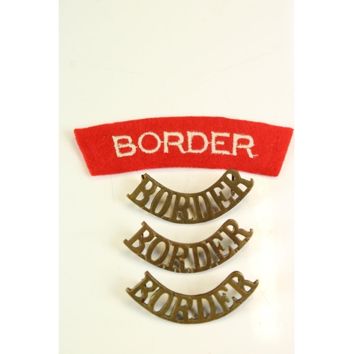 211 - A Collection Of British Military The Border Regiment Shoulder Titles, Three Brass Examples All Compl... 