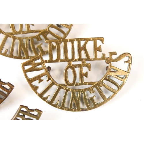 217 - A Pair Of British Military Duke Of Wellington's Regiment Brass Shoulder Titles Together With A Pair ... 