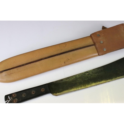 223 - A World War Two British Military Issued Machete Knife, Maker Marked J.J.B And Dated 1945 Together Wi... 