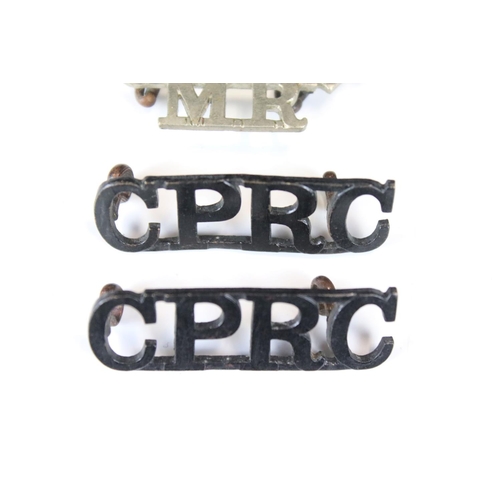 236 - A Pair Of Blackened Ceylon Planters Rifle Corps Shoulder Titles Together With A White Metal Ceylon M... 