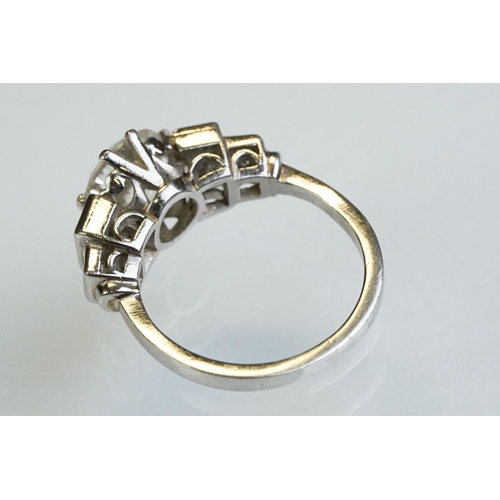 3 - Art Deco diamond platinum ring, the central round brilliant cut diamond weighing approx 1.75 carats,... 